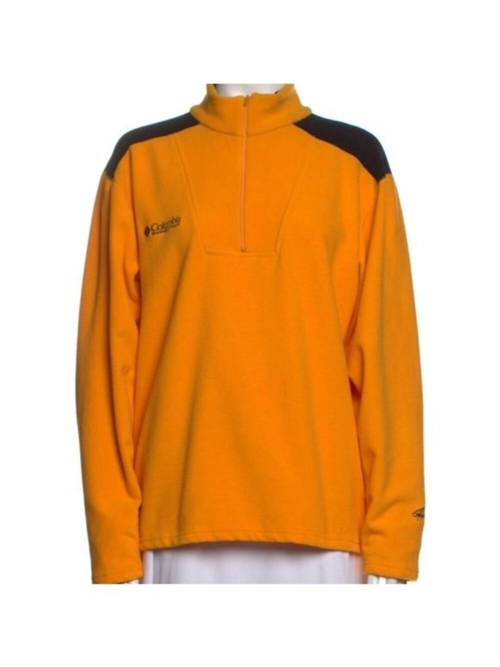 Columbia Fleece Pullover Sweater Sz Large Quarter Zip Orange Omni Therm Stretch